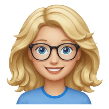 Wavy Blonde hair girl with blue eyes and glasses sticker