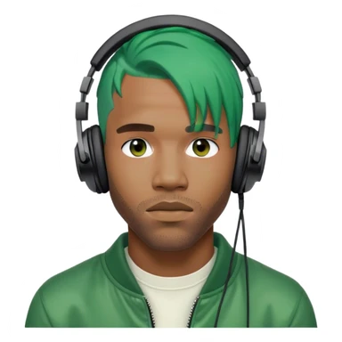 Frank Ocean, gren hair and headphones on  sticker