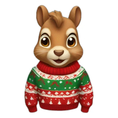 A squirrel in a Christmas sweater sticker
