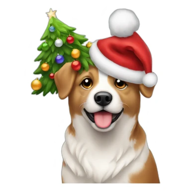 hond met kerstmuts sticker