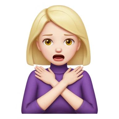 female choking her neck with her hands with her arms crossed and mouth opened emoji  sticker