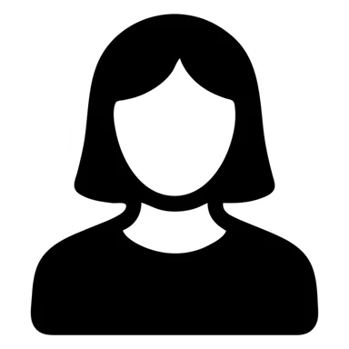 woman with blue-grey eyes, brown hair, brown skin, modern icon style, clear facial features, simple and bold shapes, minimalistic design sticker