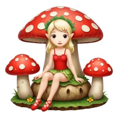 Fairy sitting on mushroom sticker