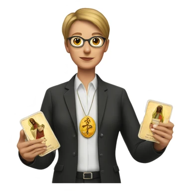 Teacher with tarot cards in hands sticker