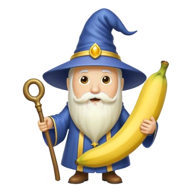 generate an image of a wizard banana (closed mouth) sticker