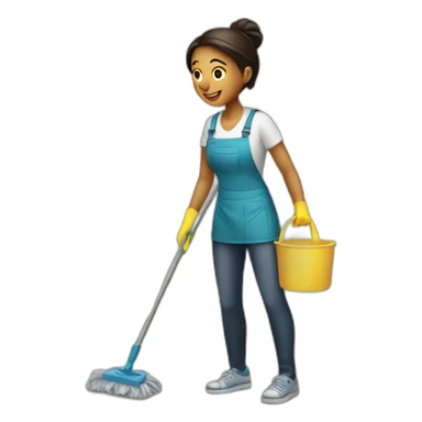 A woman cleaning a hostel dorm sticker