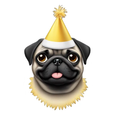 Black pug partying sticker