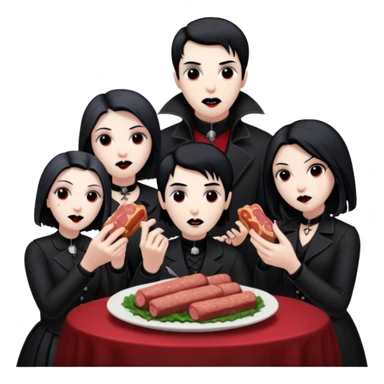 goth vampires eating a SPAM meat dinner sticker