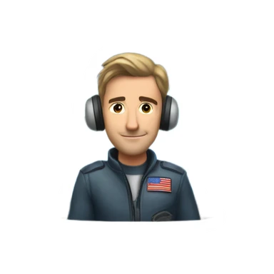 Martin Apprich sitting in a jet cockpit  sticker