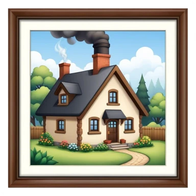 Cottage home with chimney smoking sticker