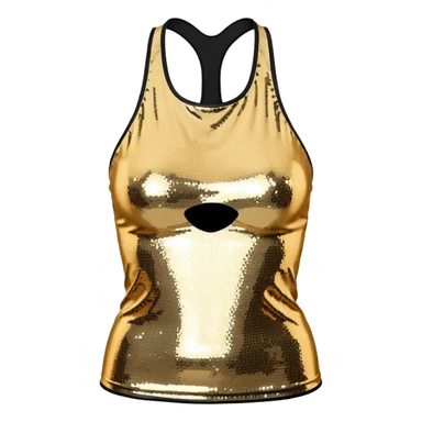 halter neck tank top with gold and silver sequins sticker