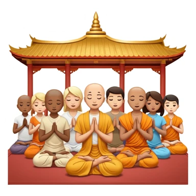 people praying in a Buddhist temple sticker