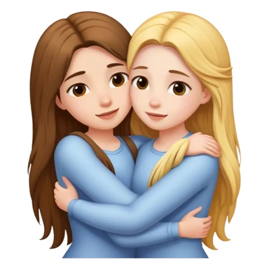 hug-two-girls both fair and long hair sticker