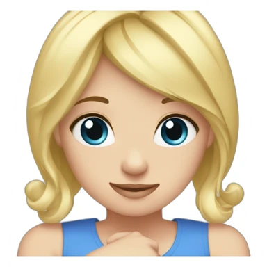 a girl with Blonde hair and blue eyes making heart semboll with her hands sticker