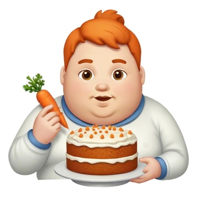 Carrot eating cake while being fat sticker