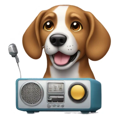 dog listening to the radio sticker