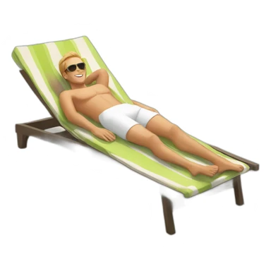 white man laying in sunbed sticker