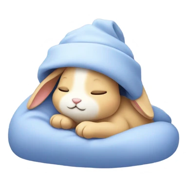 Sleeping bunny with sleeping cap and stars sticker