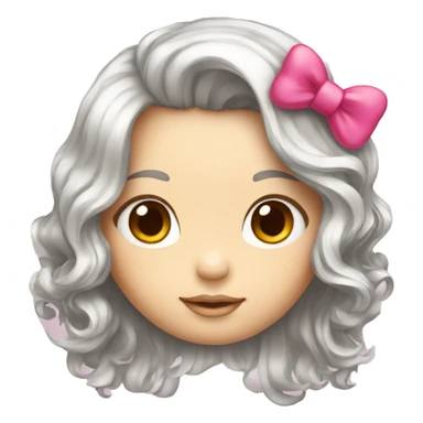 Long hair girl whit hello kitty bow sticker