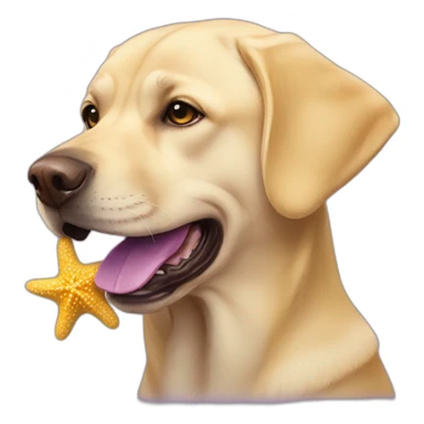 Yellow Labrador with purple starfish in his mouth sticker
