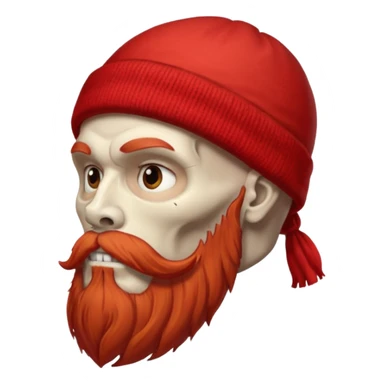 detailed human skull with red mustache and full beard side view wearing beanie  sticker