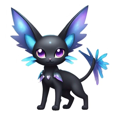 Shiny Cool Punk pastel Black beautiful ethereal fantasy Kawaii Sona Fakemon-cat-animal with edgy bat-wings-ears Full Body sticker
