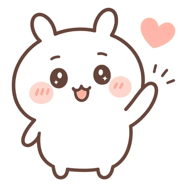 chiikawa character, waving, kawaii style, minimal background sticker