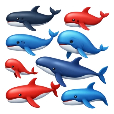 Deepseek whale emojis in blue black and red. sticker