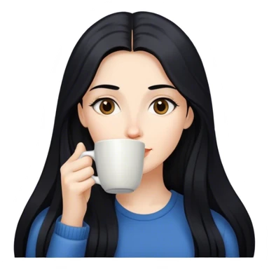 Long black haired woman sipping coffee sticker