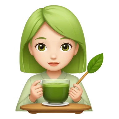 Girl with matcha sticker