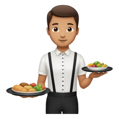 a waiter with a tray sticker