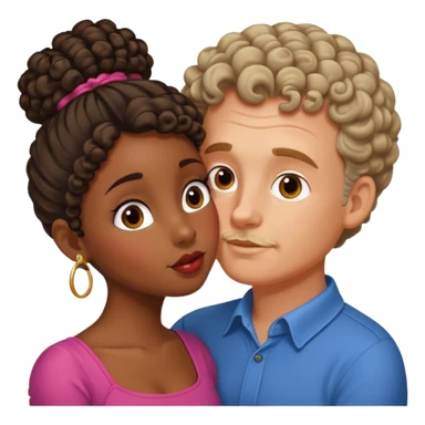 middle age white man kissing a cute dark skin girl curly bun sticker