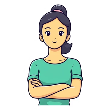 Girl angry with arms crossed around neck sticker