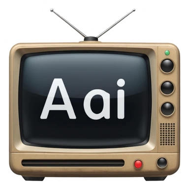 An old simple 2d TV box facing the camera that has simple text 'AI' on its screen. sticker
