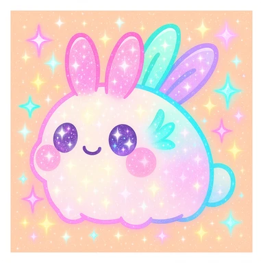 Add extra glitter and sparkles, keep kawaii neon style, make the sea bunny look dazzling. sticker
