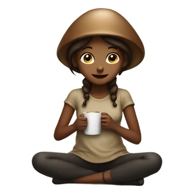 Coffee mushroom girl sticker