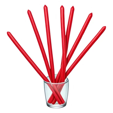 Beijing Sweetened Hawthorn Strips sugar glazed red sticks, simplified emoji style with bold outlines and bright colors, cartoon style traditional Bing Tang Hu Lu Si sticker