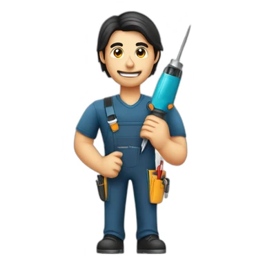 dark hair cell phone repairman holding a screwdriver sticker