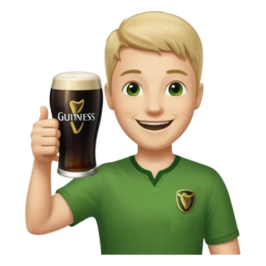 Saying cheers with a Guinness sticker