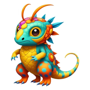 Randomly-colored colorful Fakémon-creature sticker