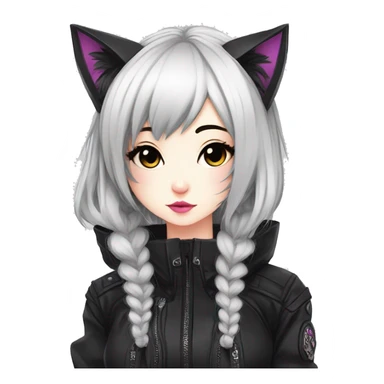 Edgy Kawaii Cute Cool Cartoon Beautiful Elegant Pretty Anime Punk Techwear Gothic Catgirl sticker