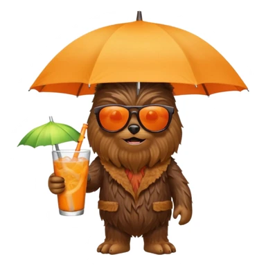 a wookiee wearing sunglasses drinking a tropical drink sticker