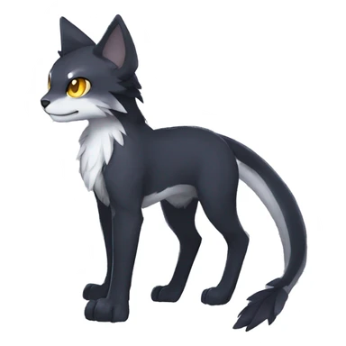Cute cool shiny fantasy dark-shadow-themed animal hybrid Fakemon full body sticker