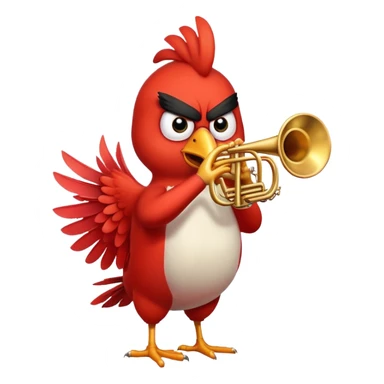 angry red bird playing trumpet sticker