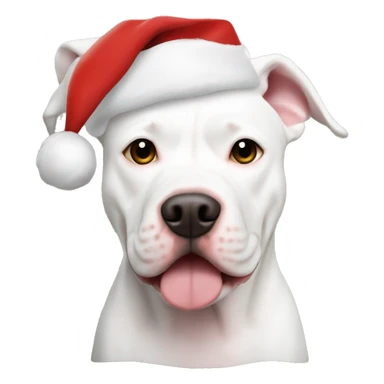 white pitbull natural ears santa hat sticker