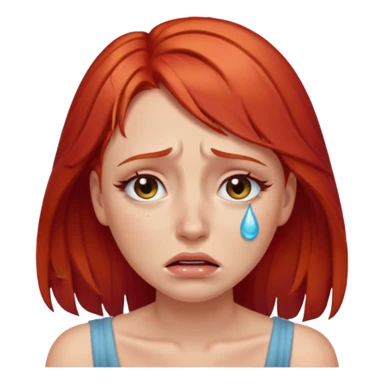 Beautiful lady crying can see shoulders red hair sticker