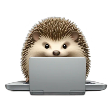 hedgehog working with laptop sticker