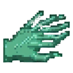 pixel art of hands showing the pasha technique, minimal and recognizable sticker