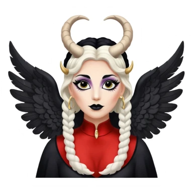 Drag queen with angel wings and ram horns sticker