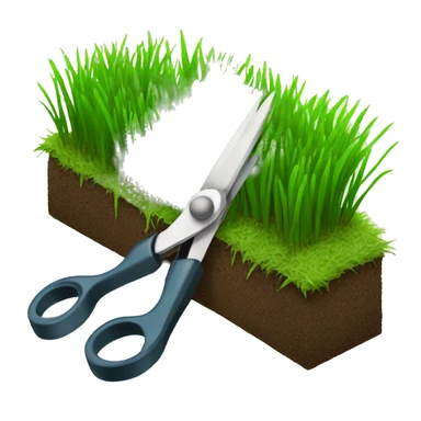 scissors cutting a grass patch sticker